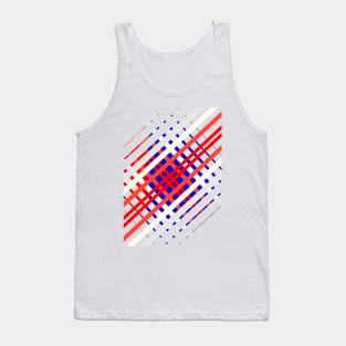 Red And Blue Lines Seamless Pattern, Geometric Tank Top